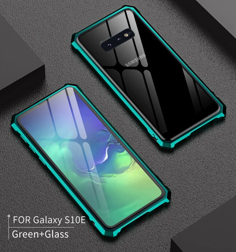 

For Samsung S10 Case S10Plus Bumper Metal Aluminum Frame Cover with Glass Back Cover Case for Samsung Galaxy S10 Plus S10E