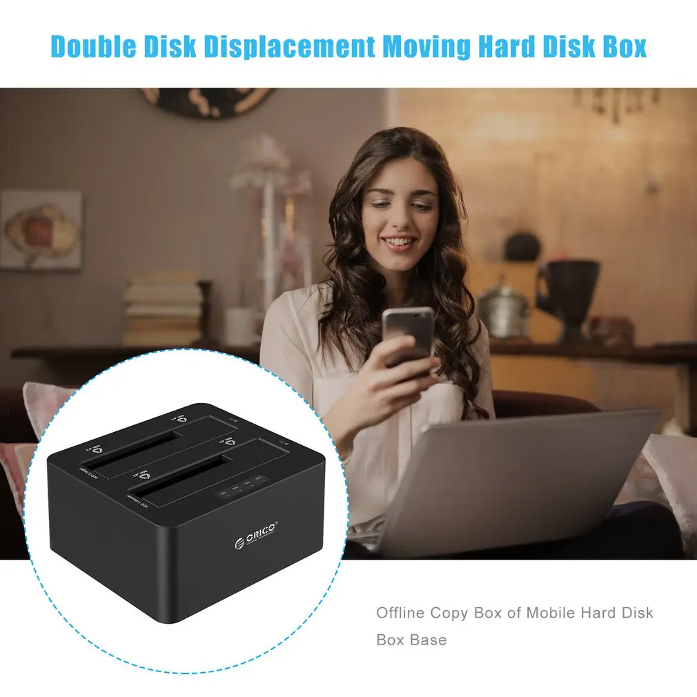 ORICO USB 3,0 для жесткого диска с интерфейсом SATA чехол Dual Bay внешний жесткий диск Док-станция для 2,5 3,5 HDD/SSD клон, Дубликатор Функция