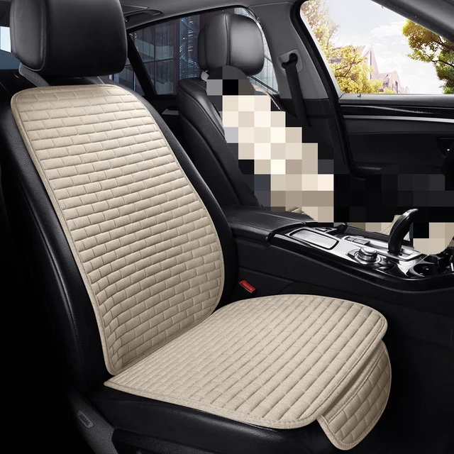 Car seat cover front/rear flax seat protect cushion automobile seat cushion protector pad car covers mat protect Beige 1 seat