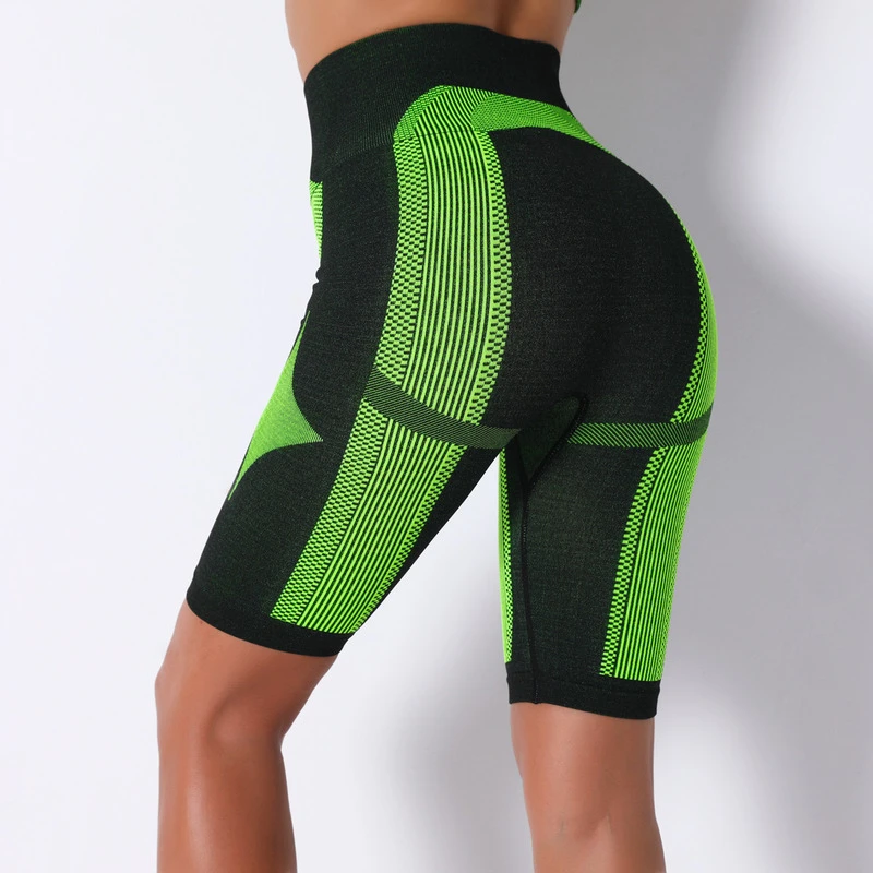 Stripe Printed Shorts High Waist Seamless Sport Shorts Push Up Gym Short Fitness Sports Workout Women gym shorts
