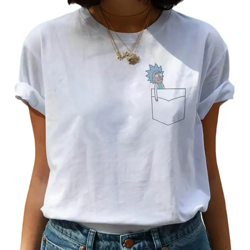 white Футболка 90 s, графическая футболка, модные топы, футболки для женщин, новинка, Рик и Морти, забавная мультяшная футболка для женщин, Harajuku Ricky N Morty Ullzang - Цвет: white