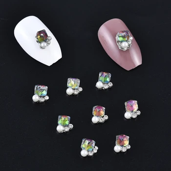 

10pc Crystal Rhinstone Pearl 3d Nail Charms For Nail Art Decorations DIY Glitter Alloy Nails Tools H338