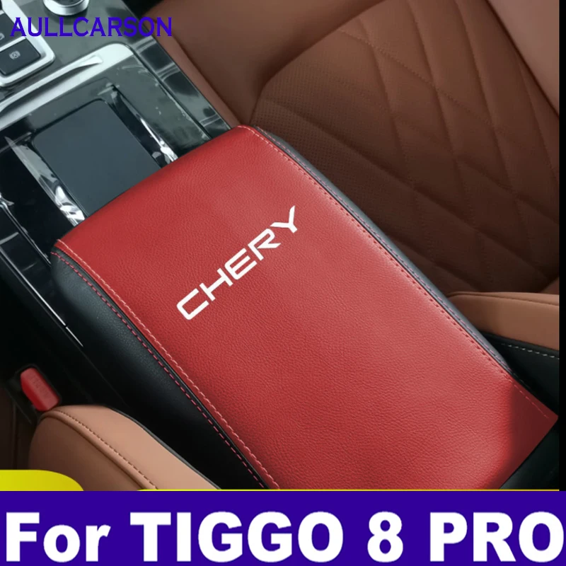 For Chery Tiggo 8 Pro 2021 2022 2023 Car Center Control Armrest Box Microfiber Leather Trim Cover Max Accessories