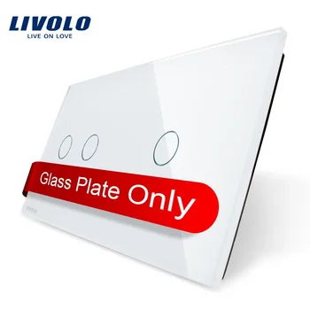 

Livolo Luxury Pearl Black, Just Glass 151mm*80mm, EU standard, Double Glass Panel 2+1 gang,BB-C7-C2/C1-11/12