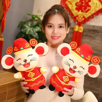 

New Year Plush Rat Year Mascot God of wealth Mouse Soft Doll Gift Party Decor