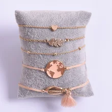 HWASY1804 розовый браслет в виде капель масла карта браслет из сплава костюм браслет с кисточкой кулон из пяти частей браслет