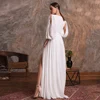 Jiayigong Simple Wedding Dress Sexy V Neck Long Sleeves Plain Chiffon A Line Beach Wedding Gown Side Slit Bridal Dresses ► Photo 2/6