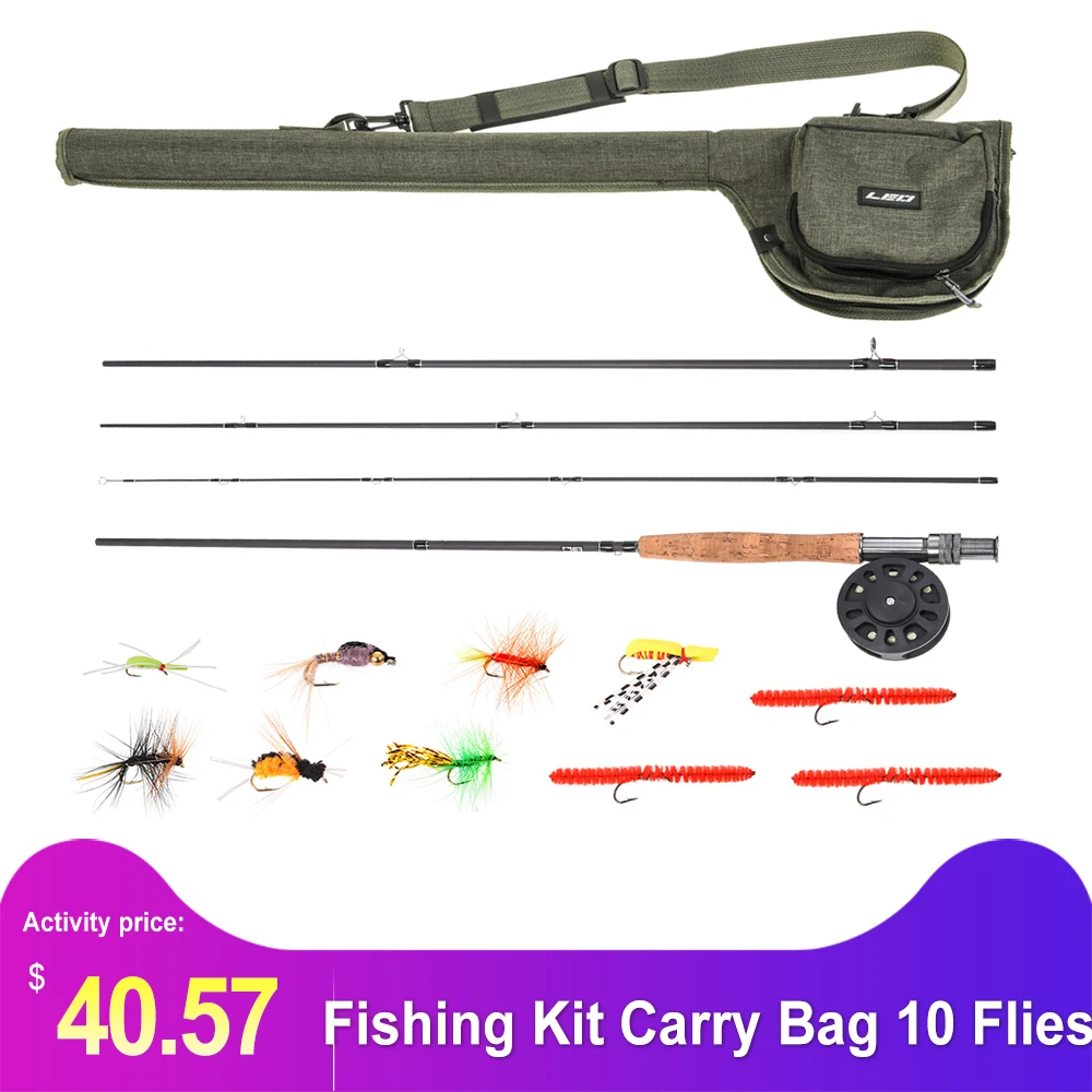 

Fish Combo Set Complete Starter Package Fly Fishing Kit 9' Fly Fishing Rod and Reel Combo with Carry Bag 10 Flies