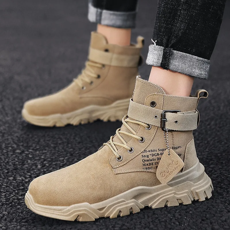 

Plus Velvet Martin Boots Men's Autumn Hight-top Worker Boot Trend Versatile British Style Boots Men's 2019 MEN'S Shoes Desert Bo