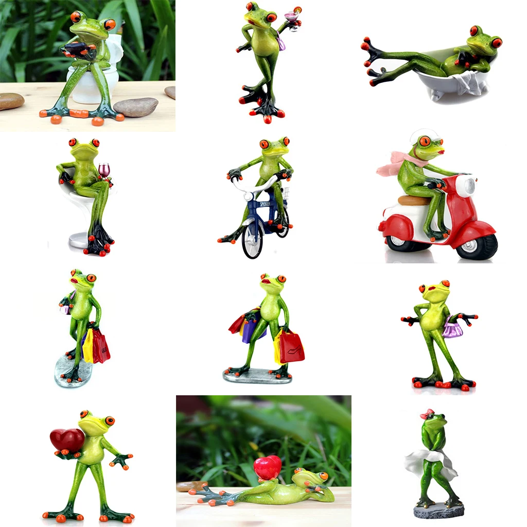 

Exquisite Resin Frog Statues Figurines Frog Animal Figure Decoration Ornament for Shelves Table Desk Decor Collectible Figurines