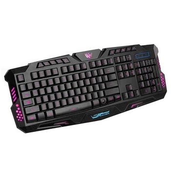 

A877 114-Key Adjustable LED Backlight USB Wired Gaming Keyboard built with 10 function keys For Laptop Desktop Game Black