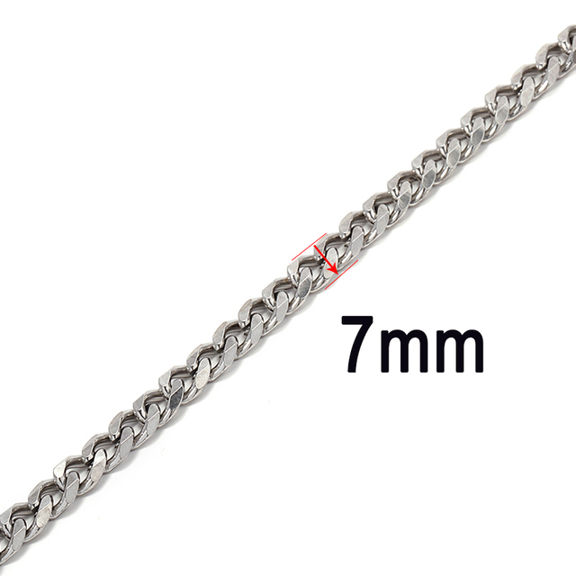 meter 304 Stainless Steel Cuban Chain 2-7mm Thick Flat Bulk Chain DIY Punk Necklace Hiphop Bracelet Jewelry Making Accessories