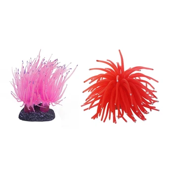 

2 Pcs Artificial Coral for Fish Tank Aquarium Decoration, Orange & Pink