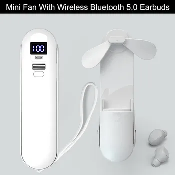 

USB Smart Home Portable Handheld Multi-function Mini Fan Summer Charging Fan With Wireless Bluetooth Headset Flashlight