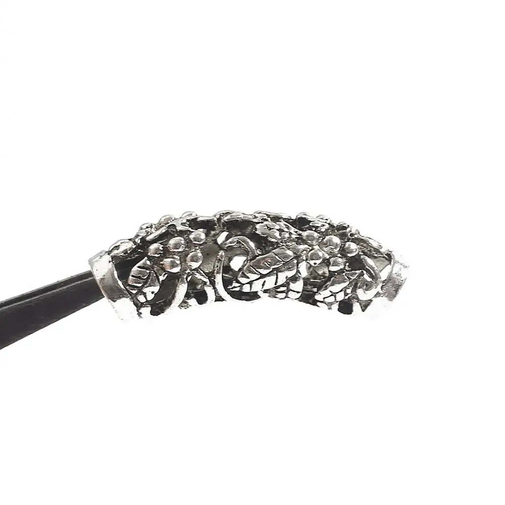 Antique Silver Plated Curved Tube Beads