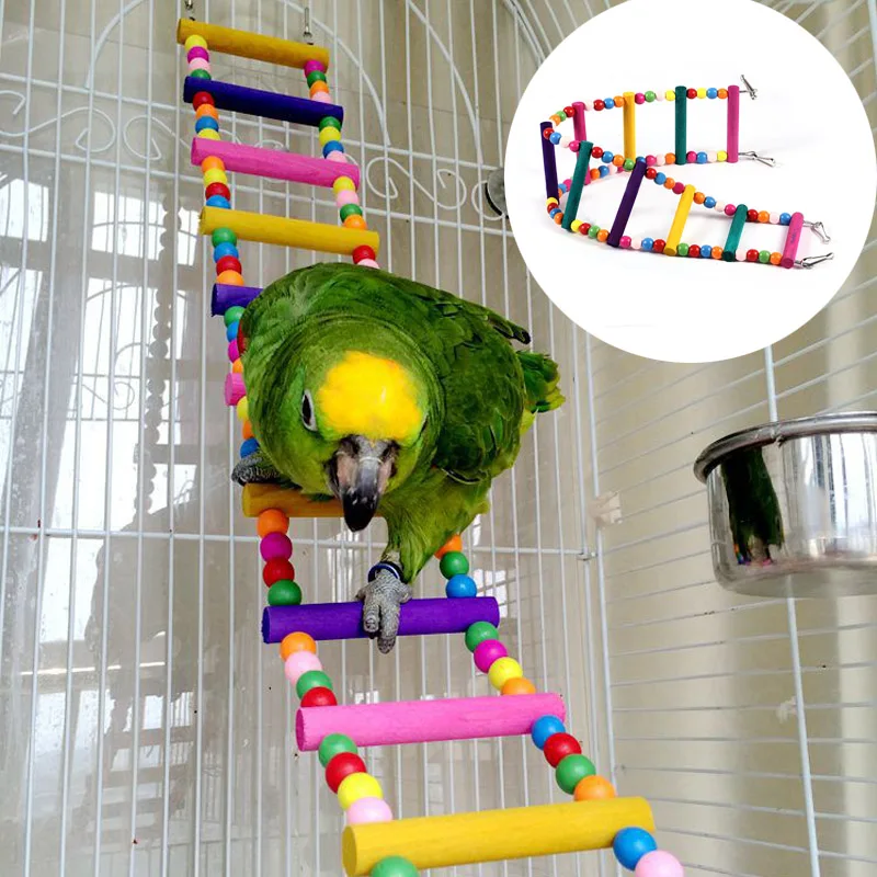 Абсолютно и высокое качество случайный цвет попугай Укус игрушка лестница птица качающаяся подвеска мост лестница деревянные бусины
