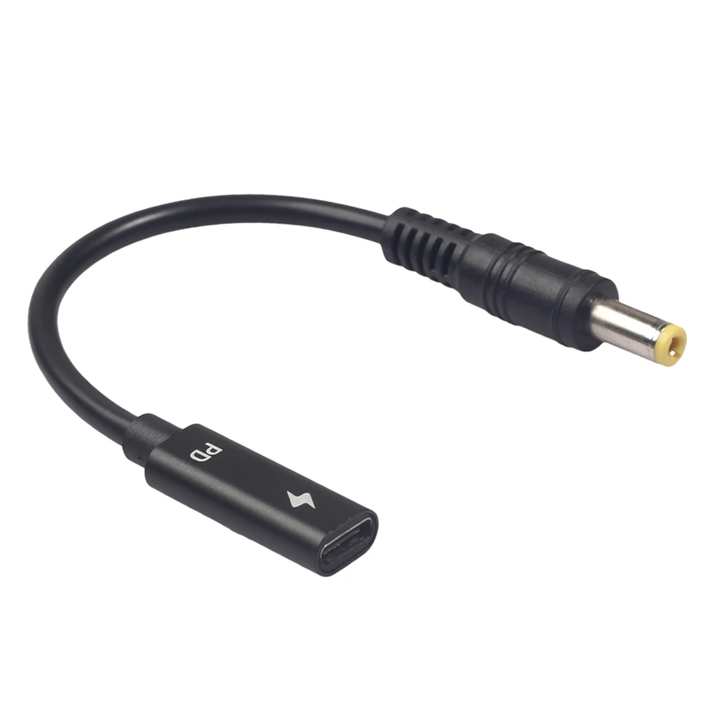 3671-29 USB 3.1 Type C USB-C To DC 20V 5.5 2.5mm \u0026 2.1mm Plug PD Charging Cable For Laptop, Black