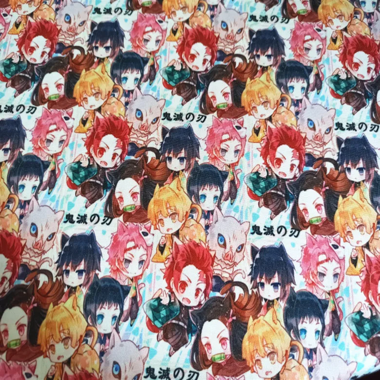 Japanese Anime Demon Slayers Thin Polyester Canvas Fabric for Boy