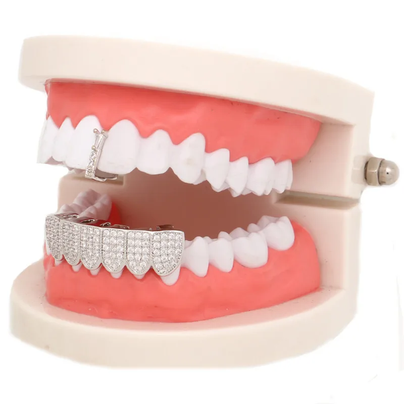 Mainlead 2 шт. хип хоп грили сверху и снизу зубы сверкающие Косплей кепки Рэппер рот