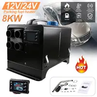 8KW Car Heater 12V/24V Compact Black Low Noise Diesel Heater Defrosting Defroster For Camper Van RVs Trucks With LCD Display