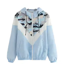 Женское Свободное пальто на молнии с принтом и длинными рукавами с капюшоном, Женская Повседневная тонкая верхняя одежда в стиле пэчворк, куртки, новая мода