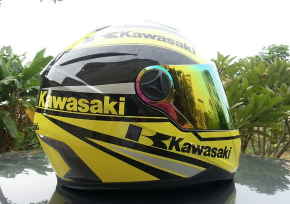 Для мотоцикла Kawasaki Профессиональный гоночный шлем классический зеленый