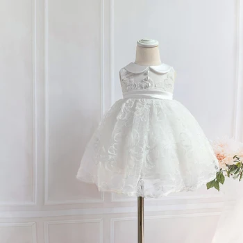 

2020 New Baby Summer Party Dress Satin & Orange Off White Princess Dress Wedding Birthday Gauzy Dress For Baby Girl