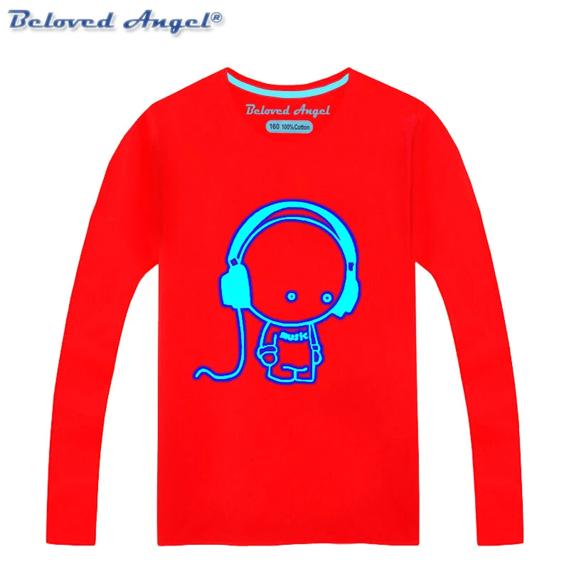 

Kids T Shirt for Spring Autumn Unisex T-shirt Children Cartoon T-shirt Boys Girls Long Sleeve Clothes Noctilucent Luminous