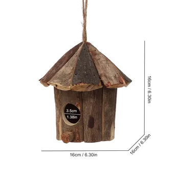 

New Wooden Bird Nest Hanging Bird House Natural Wooden Bird Cage Resting Place Wall-mounted Outdoor Birdhouse Wooden Box