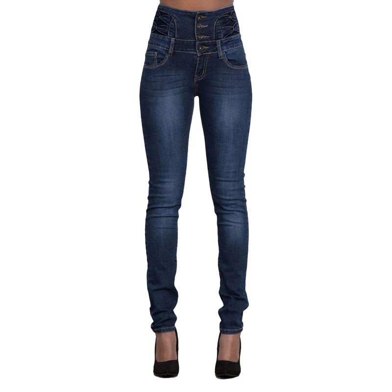 

Oeak 2019 Spring Autumn Women Skinny Denim Light Pencil Pants Stretch Jeans High Waist Slim Button Pockets Pants Women Jeans