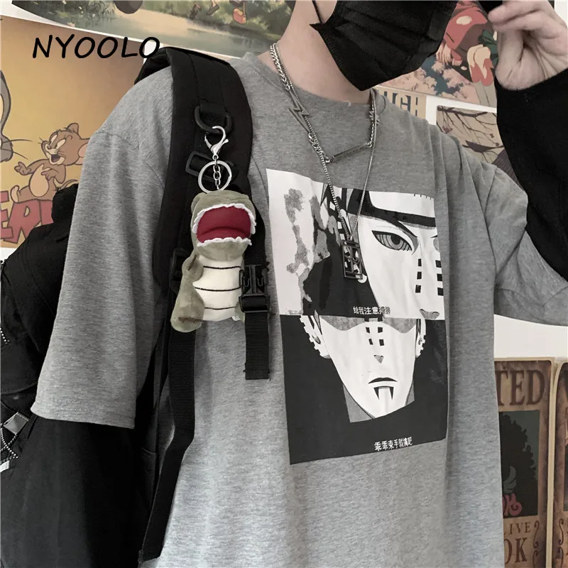 NYOOLO Harajuku Винтаж Аниме Наруто печати поддельные 2 шт. Лоскутная футболка осень уличная одежда с длинным рукавом Футболка для женщин и мужчин Топ