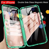 360 magnetische Adsorption Metall Fall Für iPhone 12 11 Pro XS Max XR Doppelseitige Glas Fall Für iPhone 7 8 6s 6 Plus Magnet Abdeckung