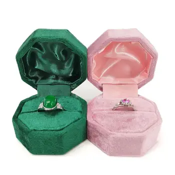 

Velvet Single Ring Box Octagon Wedding Ceremony Ring Box for Jewelry with Lid