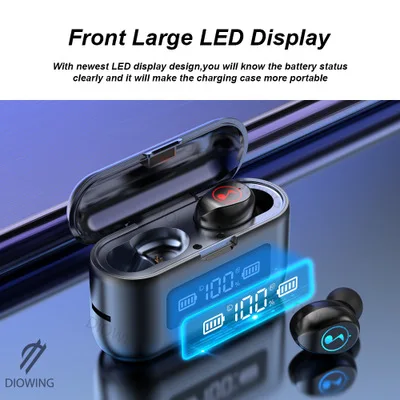

b281 bluetooth headset binaural with digital display charging earbud headset