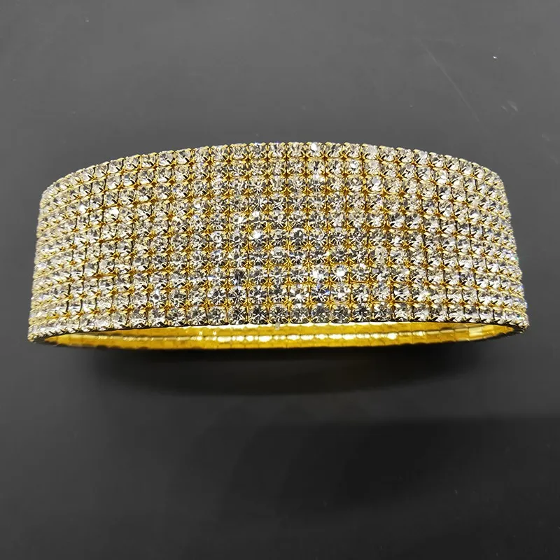 gold clear stone 10 со стразами в ряд ножные браслеты посеребренные и браслет золотого цвета цепочка AB камень эластичный стрейч браслеты на лодыжке для женщин - Окраска металла: gold clear stone