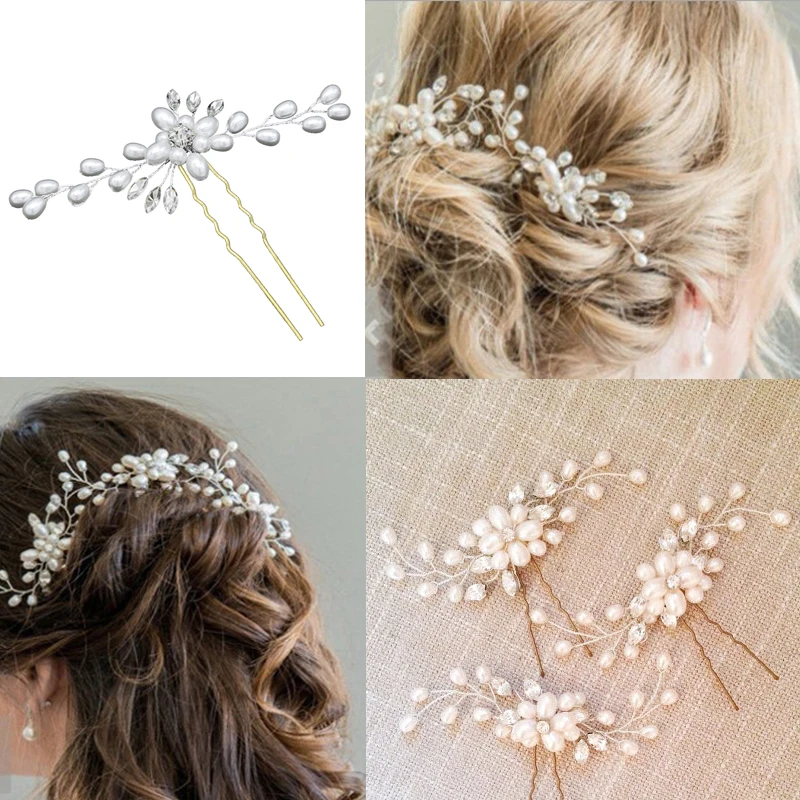 Женские винтажные свадебные жемчужные заколки для волос, аксессуары, заколка-пряжка с кристаллами, заколки для волос