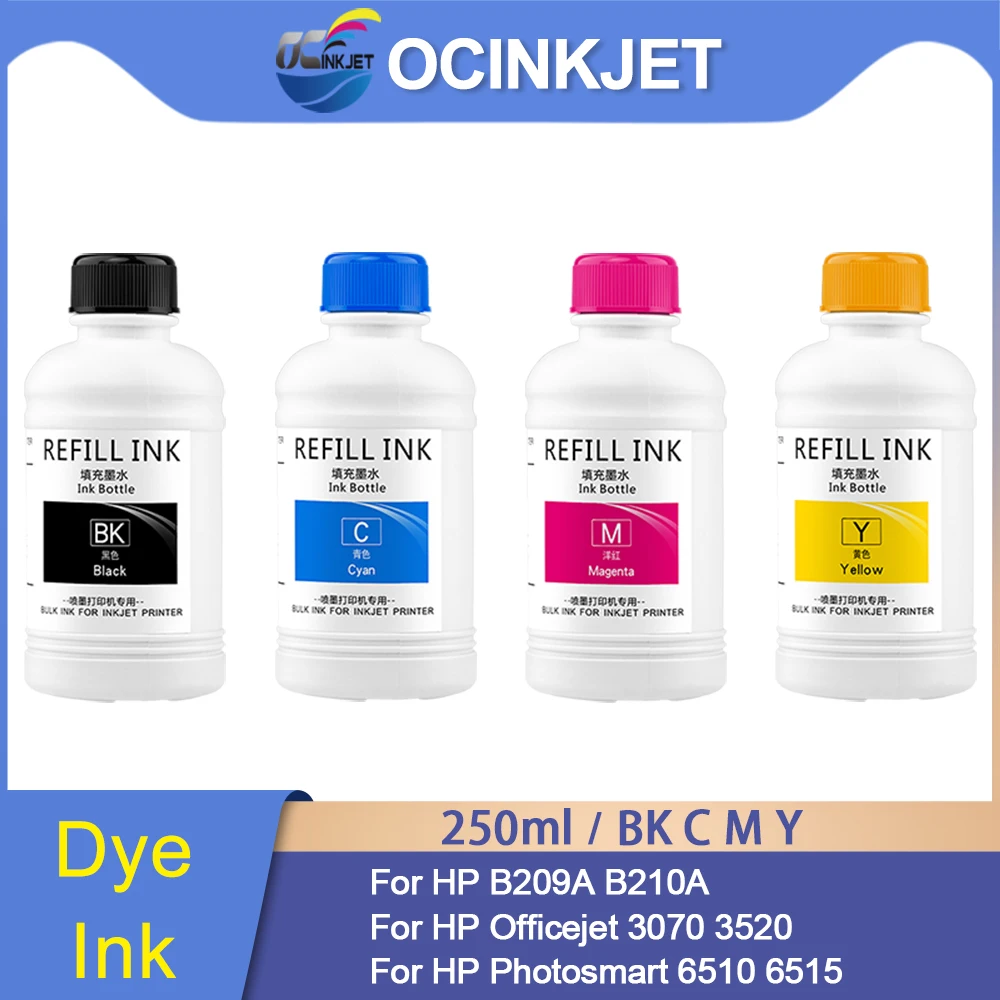 250ml/Bottle Universal Refill Dye Ink For HP 178 655 364 564 711 920 932 933 934 935 950 951 952 953 954 955 Printer a Set
