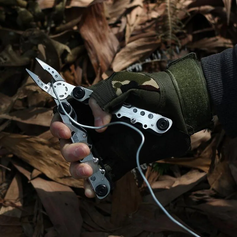 Stainless steel wire drawing pliers folding multi-function pliers portable outdoor camping combination gift tools