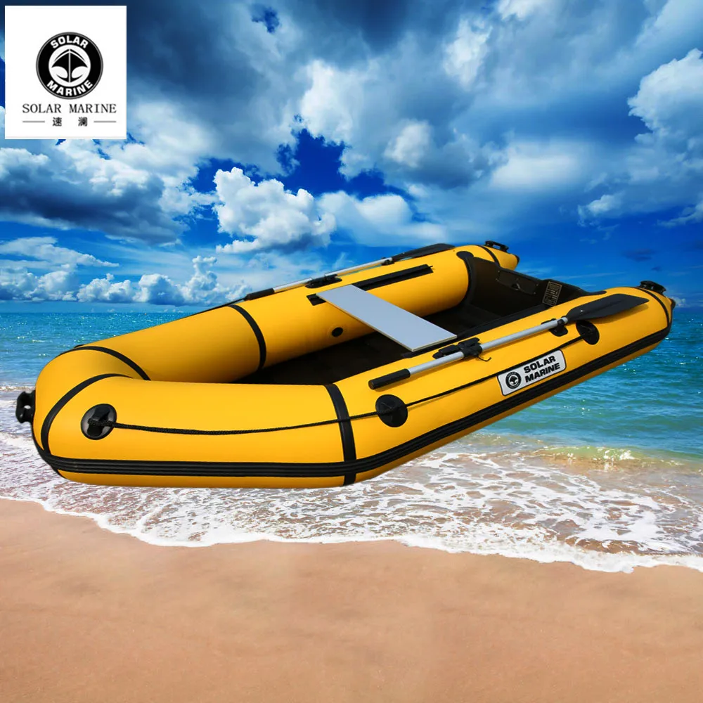 SolarMarine PVC Inflatable Assault Boat Speed Kayak Dinghy Canoe with Wooden Floor Accessories 3Person 0.9mm Fishing for the Sea