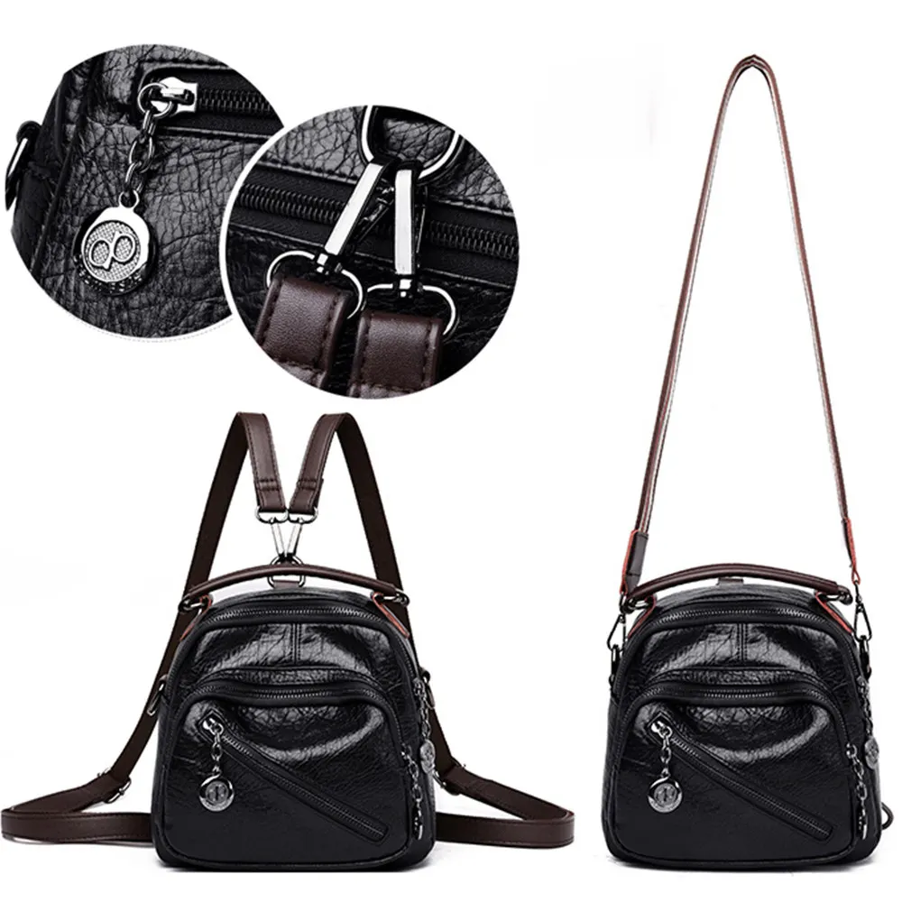  Mini Backpack Vintage Women Leather Shoulder Bag Designer High Quality Multi-Function Small Bagpack - 33059261142