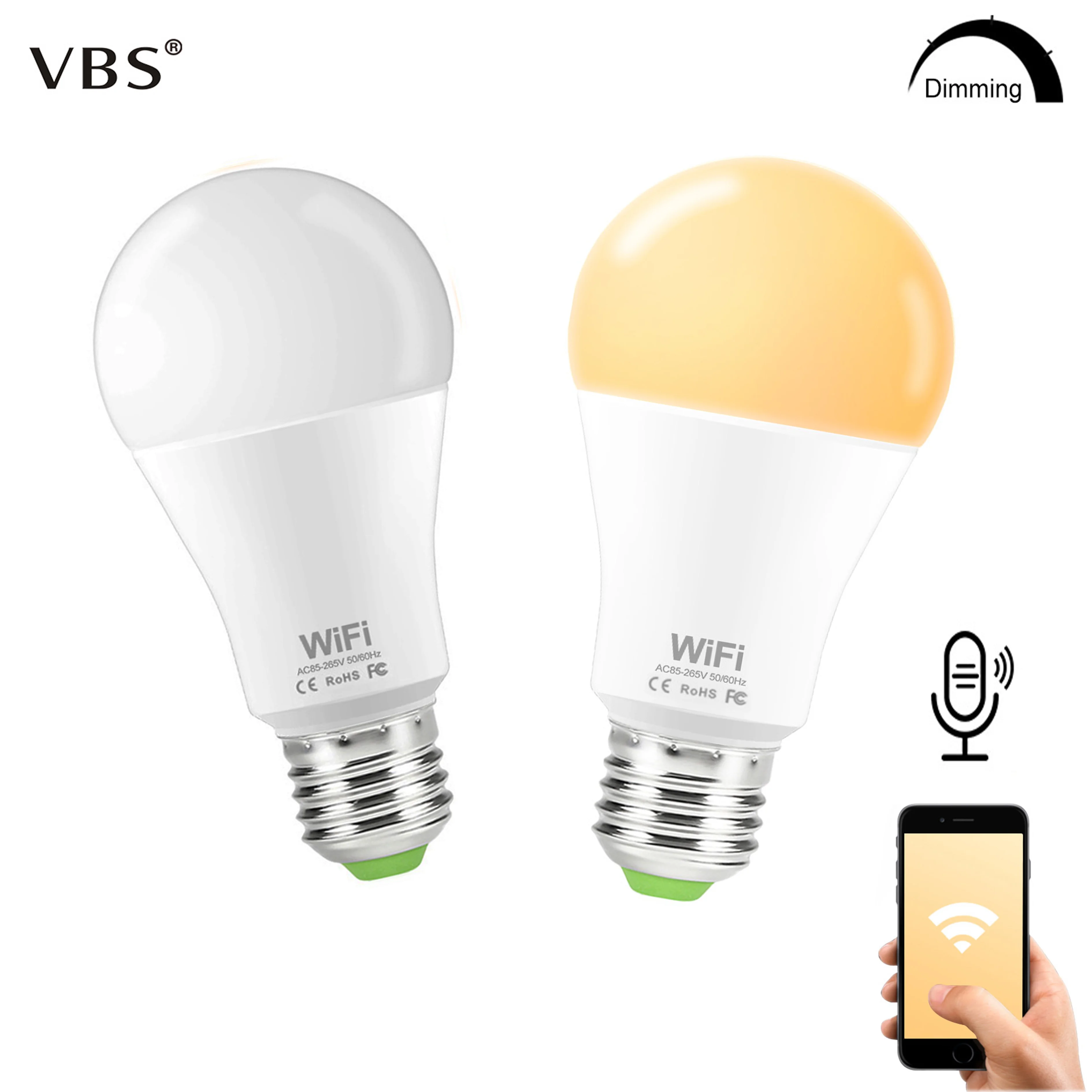 

Smart Bulb WIFI Dimmable brightness Light LED Bulb 15 W E27 B22 Amazon Alexa Google Home IOS/Android Remote Control LED Lamp