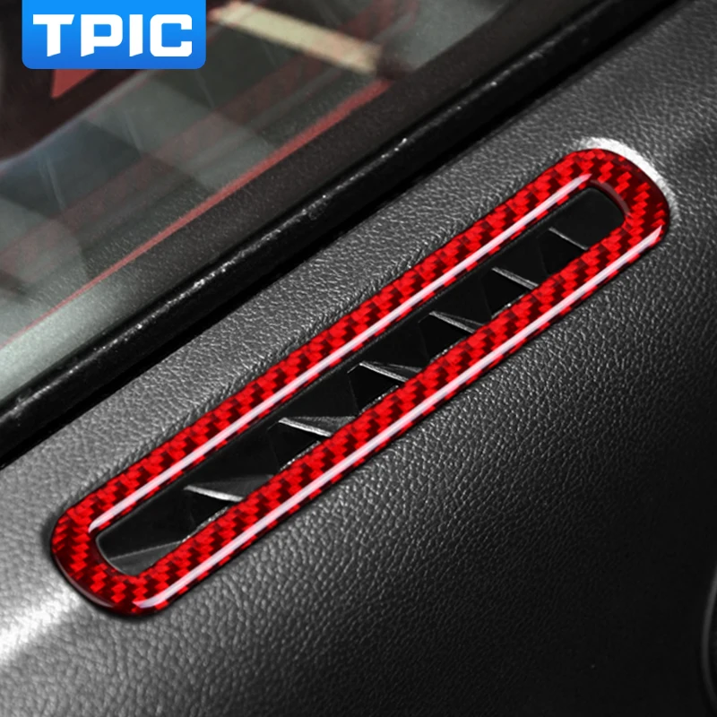 

TPIC Car Interior Carbon Fiber Car Door Air Conditioner Outlet Vent Stickers For Ford Mustang 2015-2019 Car Styling Accessories