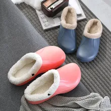 Теплые домашние тапочки унисекс с подкладкой; Водонепроницаемая Домашняя и уличная садовая обувь; зимние тапочки из хлопка для пар; домашние тапочки