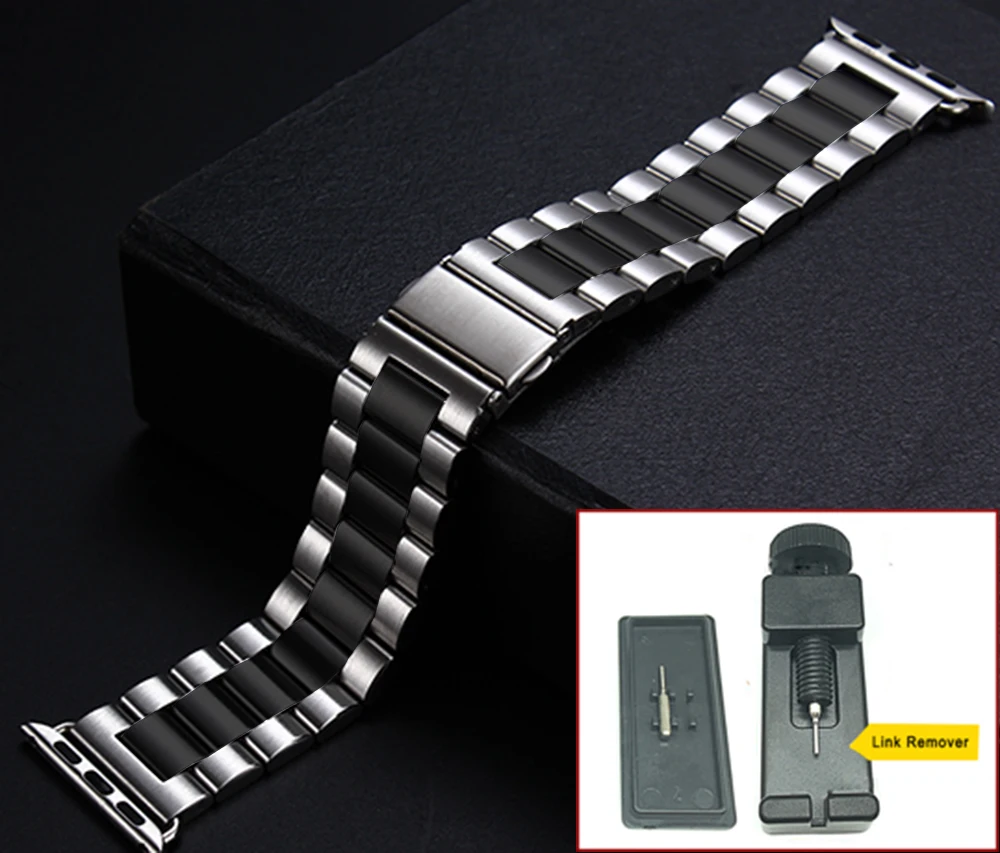 9 DELELE Apple watch iwatch stainless steel watch band silver black (6)