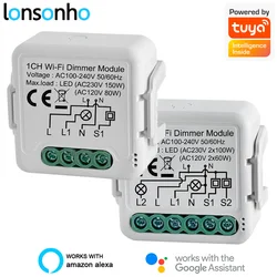 Lonsonho Tuya Smart WiFi Dimmer Switch Module 1 2 Gang Mini Relay Smartlife Wireless Remote Control Alexa Google Home Compatible