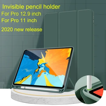 

For iPad Pro 11 Case 2020 2nd gen With Pencil Holder PU Soft Silicone Smart Cover For iPad Pro 12.9 4th Generation Case Funda