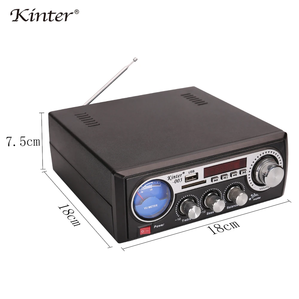 Kinter-003 power amplifier audio with USB SD AUX input play hifi stereo sound supply power 110V and DC12V remote control