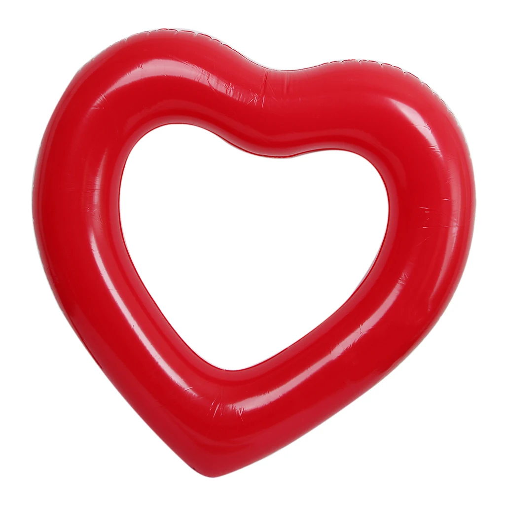 Inflatable Red Heart Water Float Raft Summer Swimming Pool Lounge Patch Kit