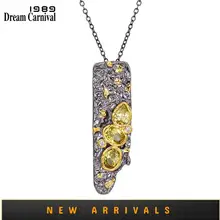 DreamCarnival1989, новинка, коллекция Stone Age, готическое ожерелье с кулоном для женщин, Черное золото, цвет, Винтаж, уникальный, Olivine CZ WP6672