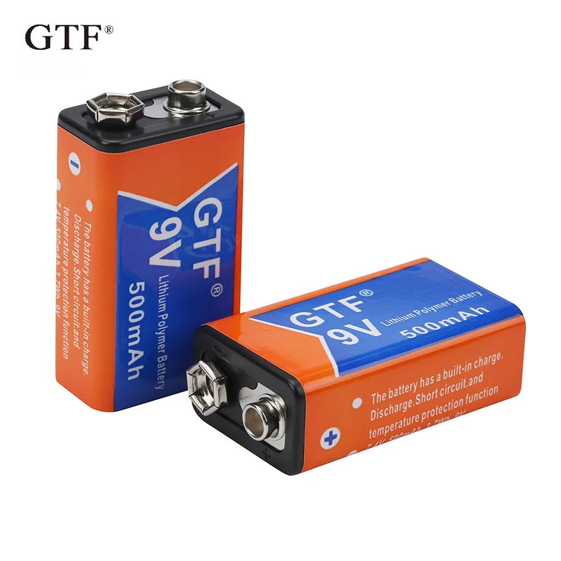 GTF Original capacity 9V 500mAh 650mah Rechargeable battery li-ion polymer battery EU/US plug 9V battery charger